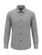 BLACK STUDIO Slim Fit Formal Shirt - White with Thin Gray Black Pinstripe