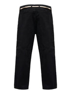 Jet Black Straight Loose Cargo Jeans – 6 Pocket Open Design | Rope Belt | Panel Edition