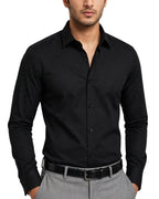 Black Studio Slim Fit Formal Shirt – Jet Black & Pure White | Premium Cotton | White & Black Buttons