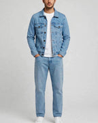 Men's Wide Straight Baggy Denim Jeans - Stone Blue | Premium Quality | Relaxed Fit