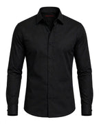 Black Studio Slim Fit Formal Shirt – Jet Black & Pure White | Premium Cotton | White & Black Buttons