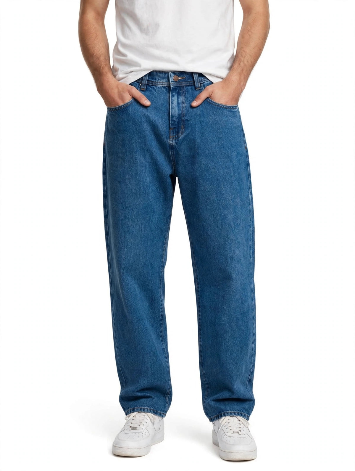 Turbo Loose Baggy Jeans – Premium Medium Blue Wash | 100% Cotton Denim | Street Style Baggy Fit