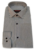 BLACK STUDIO Slim Fit Formal Shirt - White with Thin Gray Black Pinstripe