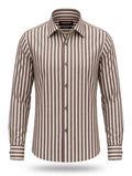 Black Studio Brown Signature Stripe Slim Fit Dress Shirt - Premium Cotton