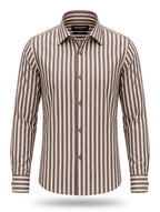 Black Studio Brown Signature Stripe Slim Fit Dress Shirt - Premium Cotton