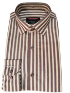 Black Studio Brown Signature Stripe Slim Fit Dress Shirt - Premium Cotton