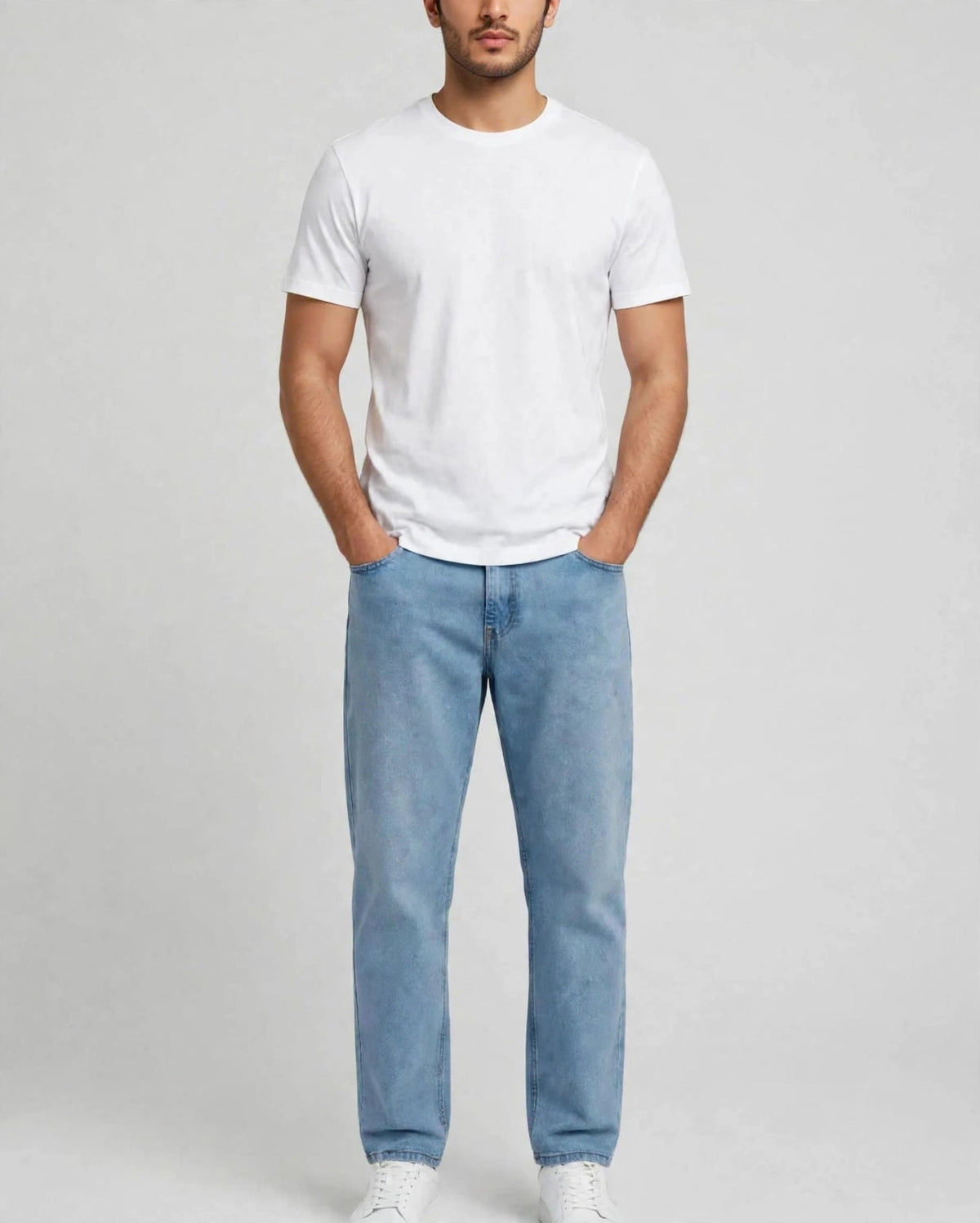 Men's Wide Straight Baggy Denim Jeans - Stone Blue | Premium Quality | Relaxed Fit