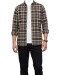 Men's Casual Check Shirt – Brown | Soft Flannel | Full Sleeves