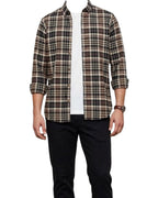 Men's Casual Check Shirt – Brown | Soft Flannel | Full Sleeves