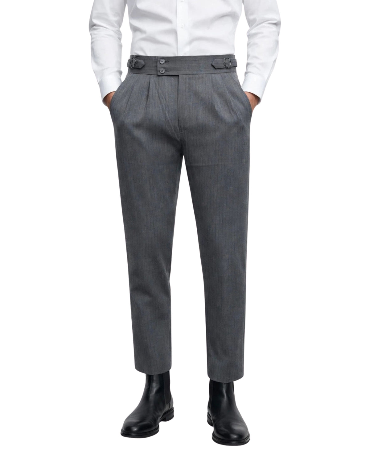 Old Money Italian Signature Gurkha Pants - Slate Grey