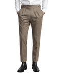 Old Money Italian Signature Gurkha Pants - Taupe Pinstripe