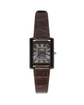 TANK Classic Watch For Men – Roman Numeral Dial | Premium Leather Strap | Luxury Rectangular Formal Watch - Brown / White / Black