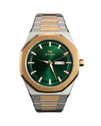 BESTWIN Luxury Men's Watch - Green Dial Day Date Display | Two-Tone Stainless Steel | Automatic Quartz Business Watch for Men