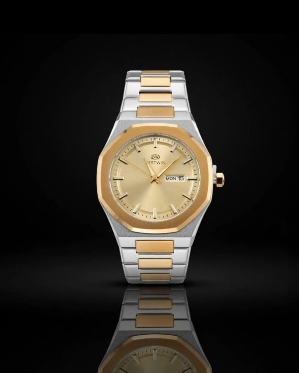 BESTWIN Champagne Gold Edition – Two-Tone Luxury Watch | Day-Date | For Men