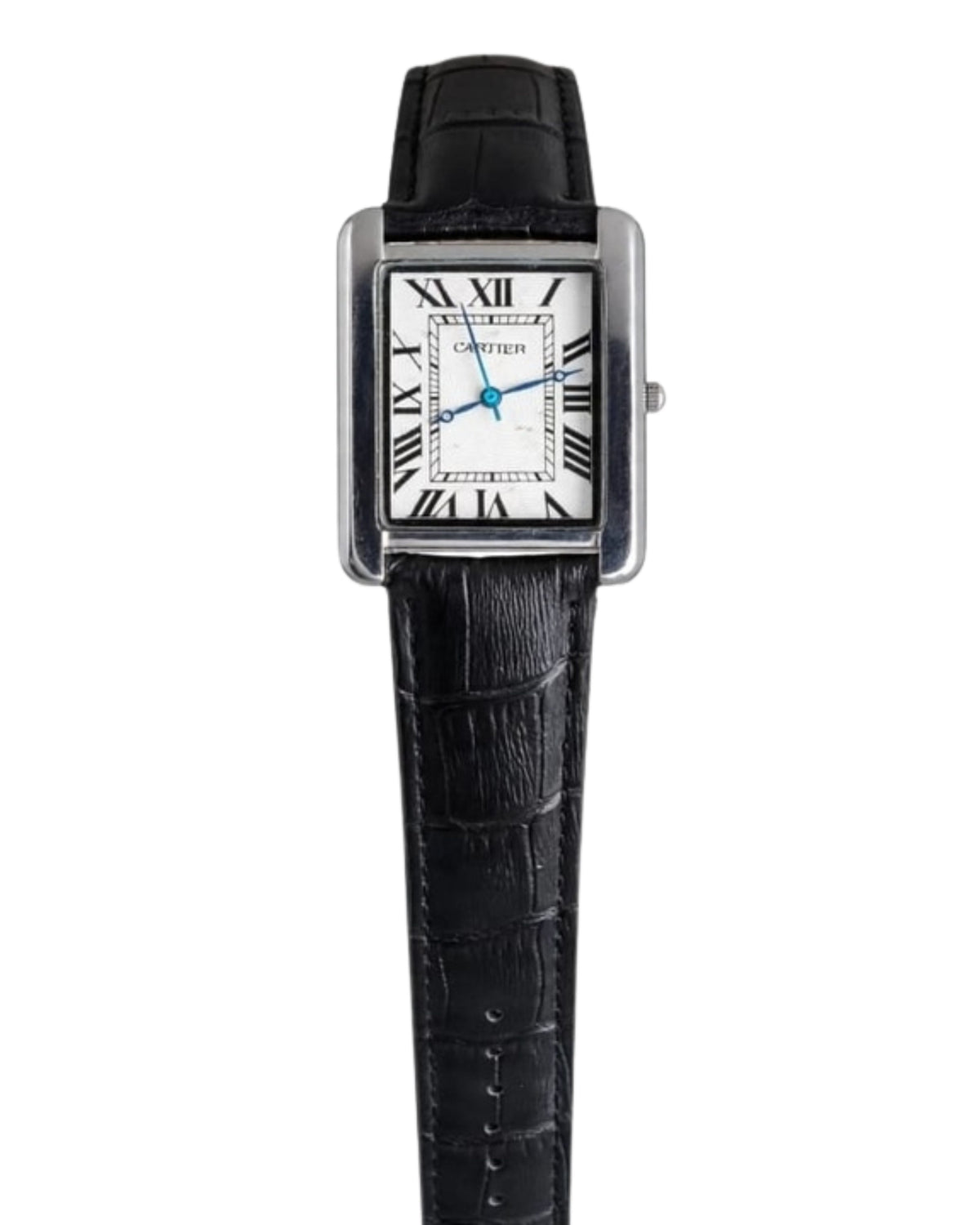 TANK Classic Watch For Men – Roman Numeral Dial | Premium Leather Strap | Luxury Rectangular Formal Watch - Brown / White / Black